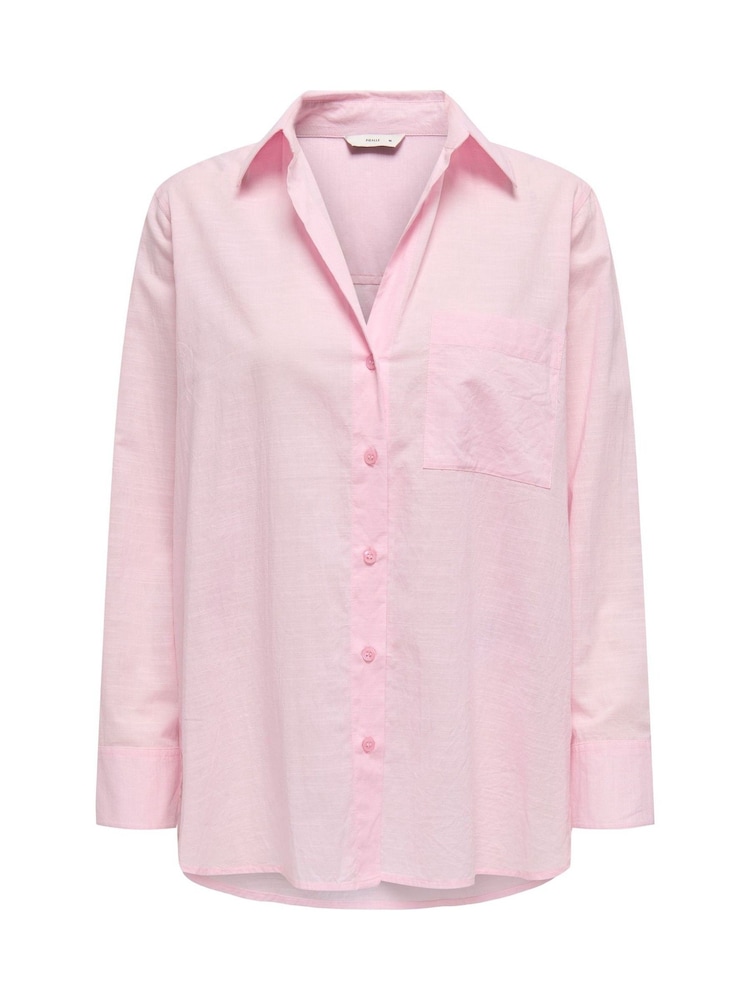 ONLY Pink Cotton Loose Fit Long Sleeve Shirt - Image 6 of 7