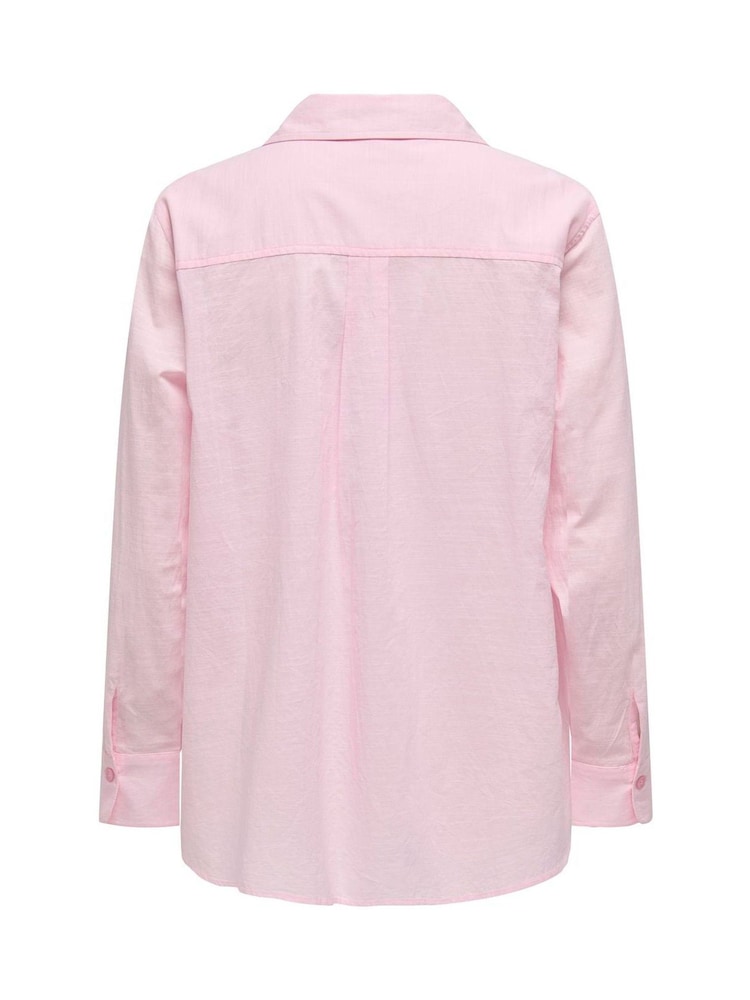 ONLY Pink Cotton Loose Fit Long Sleeve Shirt - Image 7 of 7