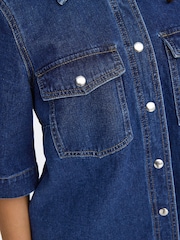 ONLY Blue Short Sleeve Denim Shirt Dress - Image 5 of 7