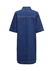 ONLY Blue Short Sleeve Denim Shirt Dress - Image 7 of 7