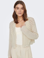 ONLY White Long Sleeved Crochet Knit Open Cardigan - Image 5 of 8