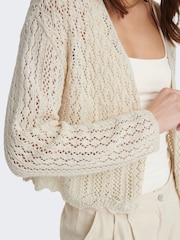 ONLY White Long Sleeved Crochet Knit Open Cardigan - Image 6 of 8