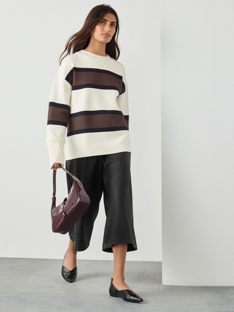 Black Faux Leather Jort Trousers - Image 1 of 13