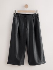 Black Faux Leather Jort Trousers - Image 11 of 13