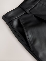 Black Faux Leather Jort Trousers - Image 13 of 13