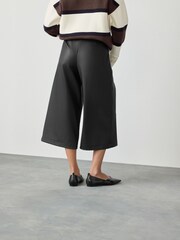 Black Faux Leather Jort Trousers - Image 3 of 13