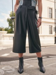 Black Faux Leather Jort Trousers - Image 6 of 13