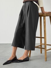 Black Faux Leather Jort Trousers - Image 7 of 13