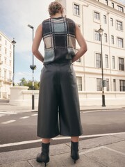 Black Faux Leather Jort Trousers - Image 8 of 13