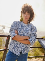 ONLY Blue Tile Pattern Quilted Jacket - Image 1 of 8