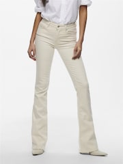 ONLY Natural Blush Mid Waist Flared Jeans With Super Stretch - Image 2 of 8