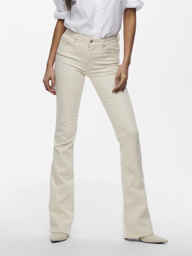 ONLY Natural Blush Mid Waist Flared Jeans With Super Stretch - Image 2 of 8