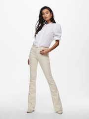 ONLY Natural Blush Mid Waist Flared Jeans With Super Stretch - Image 3 of 8