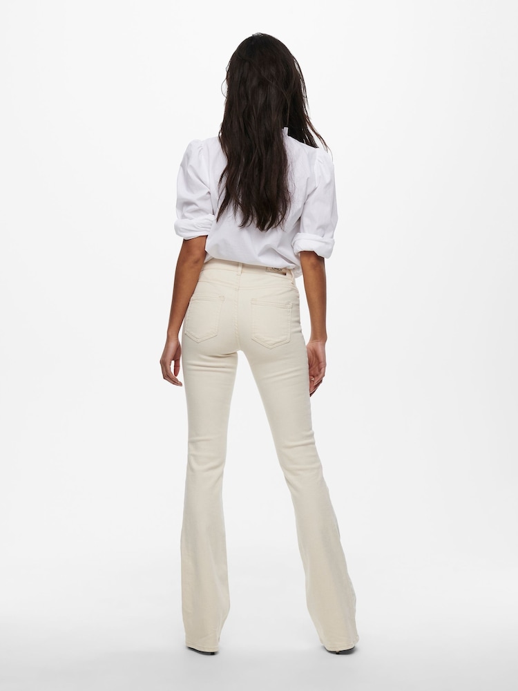 ONLY Natural Blush Mid Waist Flared Jeans With Super Stretch - Image 4 of 8