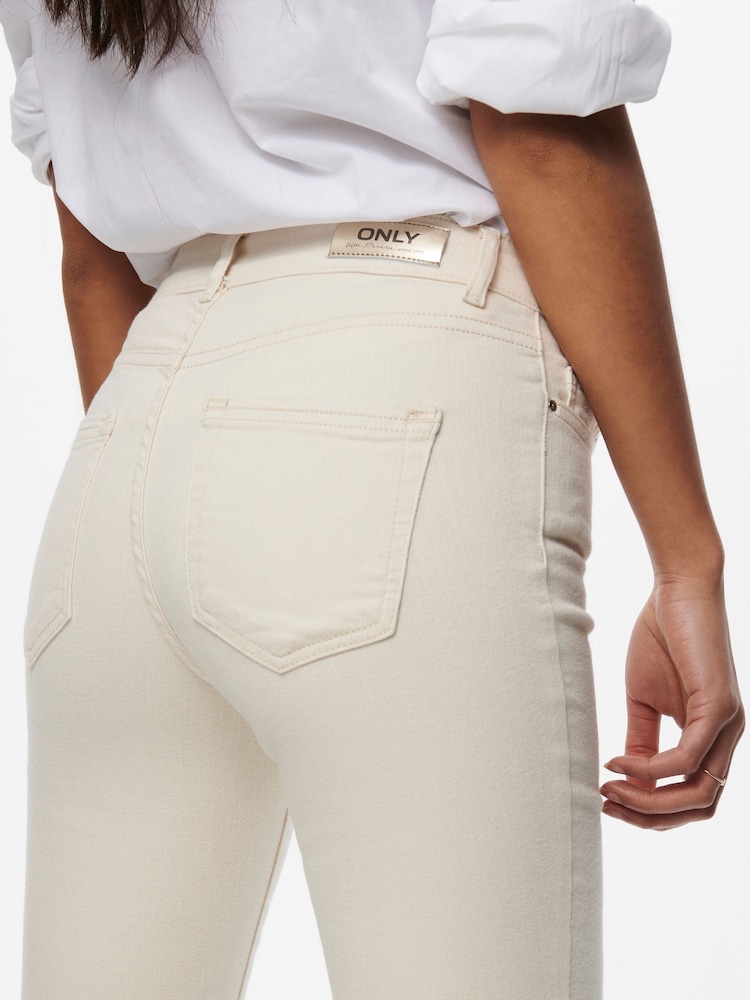 ONLY Natural Blush Mid Waist Flared Jeans With Super Stretch - Image 6 of 8