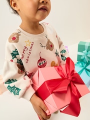Beige/Red Christmas Print Sweatshirt & Leggings Set (3mths-7yrs) - Image 2 of 8