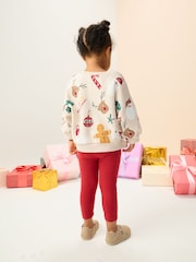 Beige/Red Christmas Print Sweatshirt & Leggings Set (3mths-7yrs) - Image 3 of 8