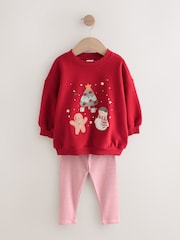 Red Christmas Characters Sweatshirt & Leggings Set (3mths-7yrs) - Image 4 of 8
