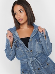 PixieGirl Petite джинсовая куртка в стиле милитари из 100% хлопка с поясом - Image 2 of 4