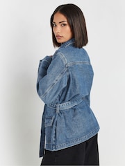 PixieGirl Petite джинсовая куртка в стиле милитари из 100% хлопка с поясом - Image 4 of 4