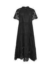 PixieGirl Petite Black Short Sleeve Broderie 100% Cotton Dress - Image 5 of 5