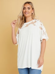 Yours Curve Boxy Burnout Panel T-Shirt - Imagen 1 de 5
