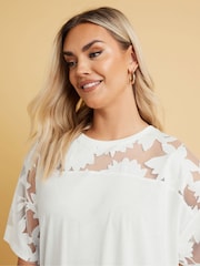Yours Curve Boxy Burnout Panel T-Shirt - Imagen 3 de 5