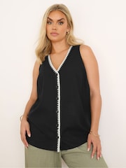 Yours Curve Black Blanket Stitch Vest - Image 1 of 5