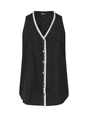 Yours Curve Black Blanket Stitch Vest - Image 5 of 5