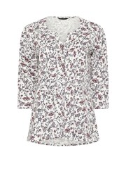 M&Co Natural 100% Cotton Boho Floral 3/4 Sleeve Henley Top - Image 5 of 5