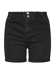 Yours Curve Black Elastic Waist Denim Shorts - Image 5 of 5