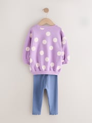 Purple Polka Dot Dogs Sweatshirt & Leggings Set (3mths-7yrs) - Image 3 of 5