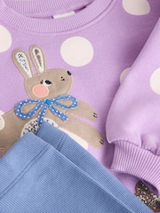 Purple Polka Dot Dogs Sweatshirt & Leggings Set (3mths-7yrs) - Image 4 of 5