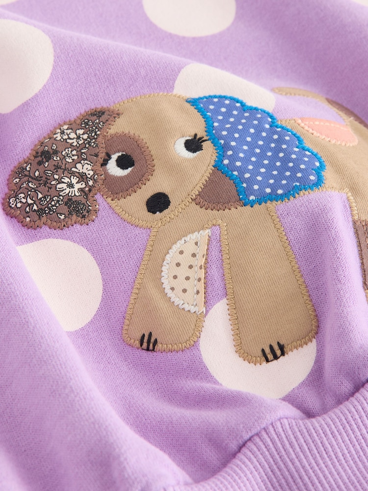 Purple Polka Dot Dogs Sweatshirt & Leggings Set (3mths-7yrs) - Image 5 of 5