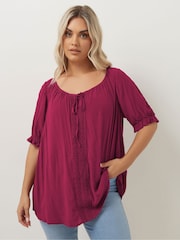 Yours Curve Red Crochet Boho Top - Image 1 of 5