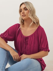 Yours Curve Red Crochet Boho Top - Image 2 of 5