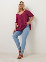 Yours Curve Red Crochet Boho Top - Image 4 of 5