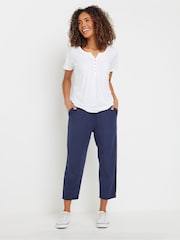 Yours Curve Blue Cropped Hareem Trousers - Image 2 of 5