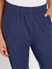 Yours Curve Blue Cropped Hareem Trousers - Image 4 of 5