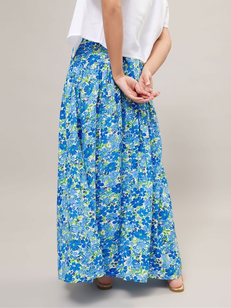 PixieGirl Petite Blue Ditsy Low Yoke Maxi Skirt - Image 2 of 6