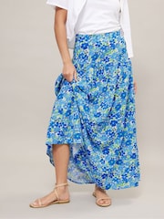 PixieGirl Petite Blue Ditsy Low Yoke Maxi Skirt - Image 3 of 6