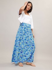 PixieGirl Petite Blue Ditsy Low Yoke Maxi Skirt - Image 4 of 6