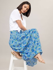 PixieGirl Petite Blue Ditsy Low Yoke Maxi Skirt - Image 5 of 6