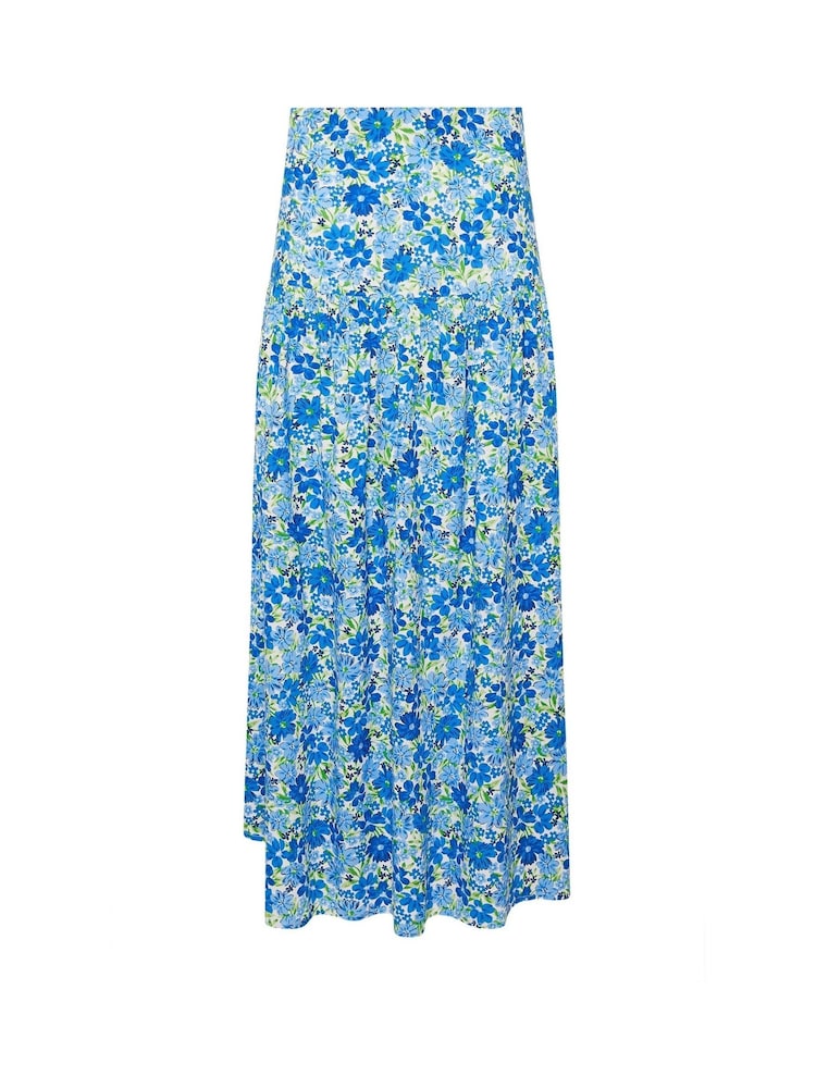 PixieGirl Petite Blue Ditsy Low Yoke Maxi Skirt - Image 6 of 6