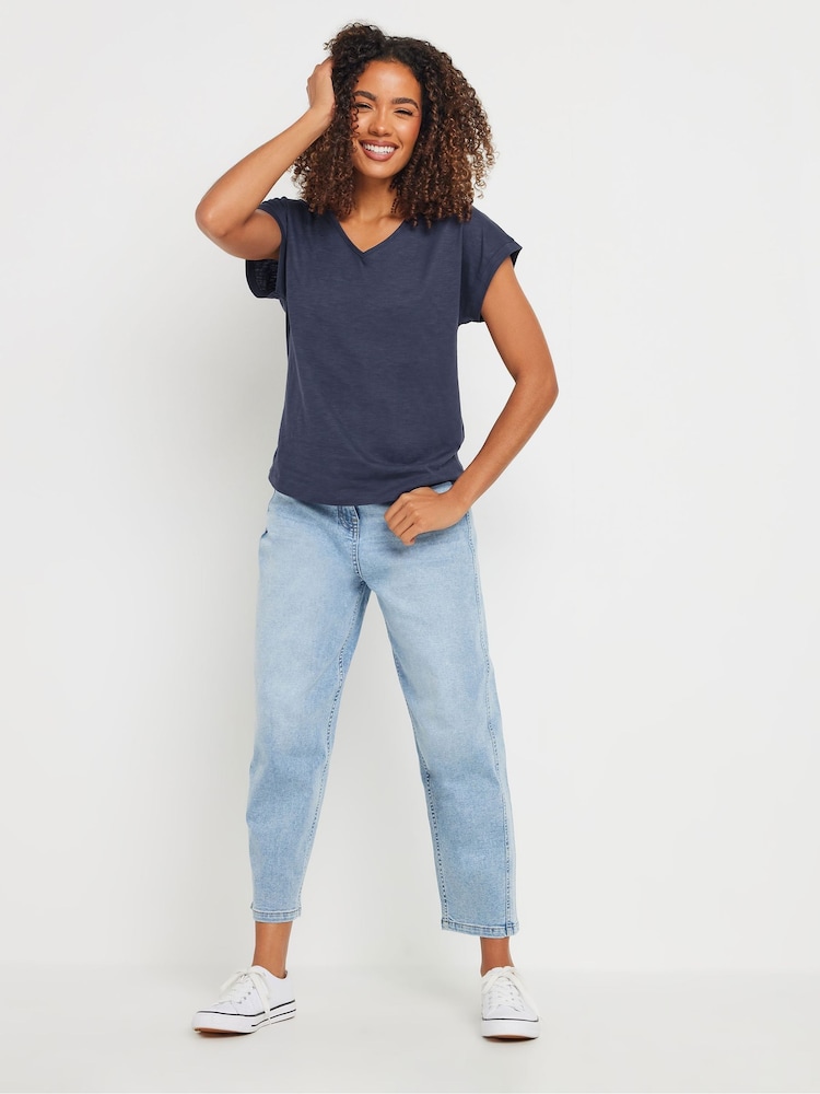 M&Co Blue V-Neck Grown On Sleeve T-Shirts 3 Pack - Image 5 of 5