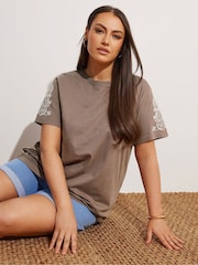 Коричневый - Комплект из 100% хлопка с вышивкой Yours Curve - Изображение 1 из 5
