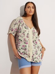 Yours Curve Natural Crochet Boho Top - Image 3 of 5