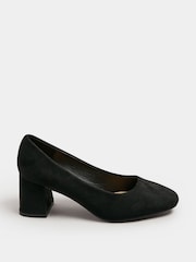 Yours Curve Black Extra Wide Fit Round Toe Mid Block Courts - Image 2 of 5