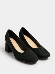Yours Curve Black Extra Wide Fit Round Toe Mid Block Courts - Image 3 of 5