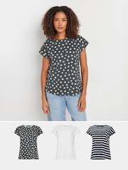 M&Co White Crew Grown On Sleeve T-Shirts 3 Pack - Image 1 of 5